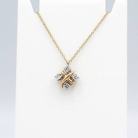 22kt, 916 Hm, Yellow Gold small square with diamonds Pendant Jkp015.