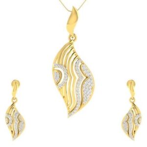 22 karat, 916 hall-marked, yellow gold fancy curvy design earrings and pendant set for women jkp003