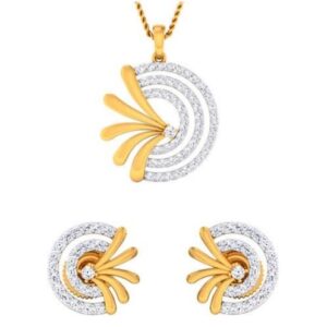 22 karat, 916 hall-marked, yellow gold fancy Round matte finish extension design earrings and pendant set for women jkp004