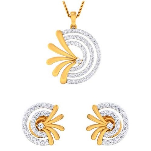 22 karat, 916 hall-marked, yellow gold fancy Round matte finish extension design earrings and pendant set for women jkp004