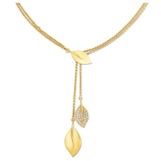22kt, 916 Hall-Marked, Yellow Gold Hanging leaflets Design Necklace For Women Jkn020