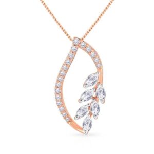 22kt, 916 hm, yellow gold leaf curve pendant for woman jkr156