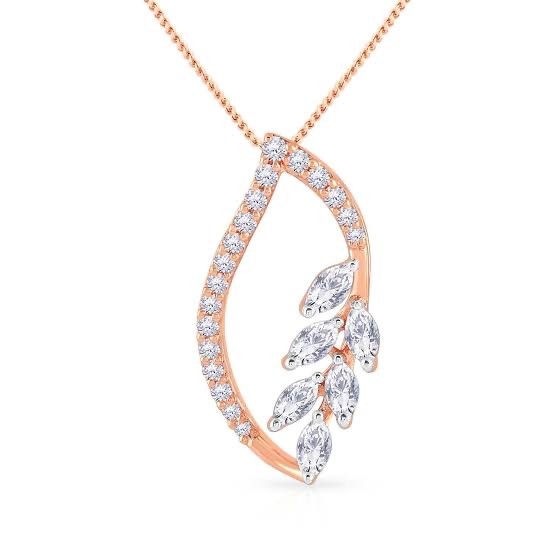 22kt, 916 hm, yellow gold leaf curve pendant for woman jkr156