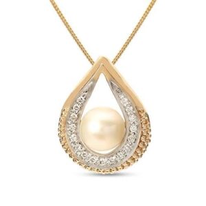 18kt, Rose Gold pearl engulfed in sack like design Pendant Jkp0158.