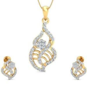 22 Karat, 916 Hall-Marked, Yellow Gold freestyle 8 shape handmade diamond Design Earrings And Pendant Set For Women Jkp005