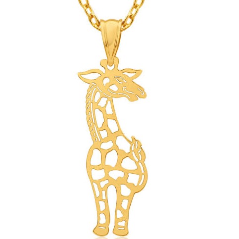 22kt, 916 Hm, Yellow Gold giraffe machine cut Pendant Jkp170.