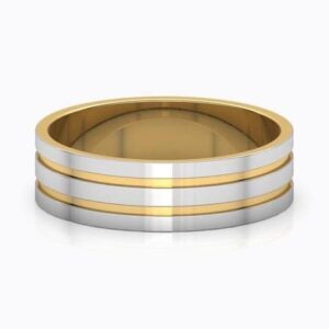 22kt, 916 Hm, white gold ring with linings on yellow gold JKR229.