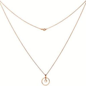 18kt rose Gold Delicate chain with round unique pendant for women JKC006