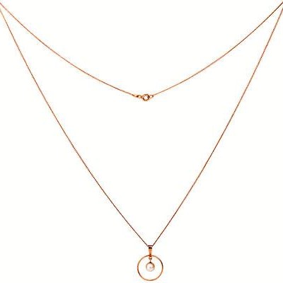 18kt rose Gold Delicate chain with round unique pendant for women JKC006