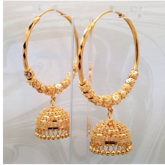 22kt, 916 Hm, Yellow Gold hoop round balls With Jummar Jke104.