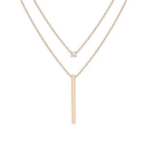 18kt Rose Gold chains adjoining one with small diamond and another with long slim plate For Women Jkc009