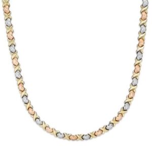 22kt, 916 Hall-Marked, Yellow Gold Unisex Chain with pastel color heart shape stones Jkc011