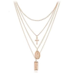 18kt rose gold Four chains with different pendants  for women jkc017
