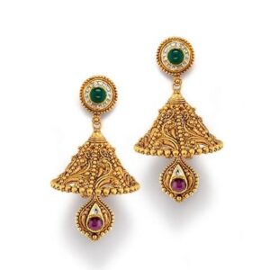 22kt, yellow gold matte finish Jummar Earrings Jke117.