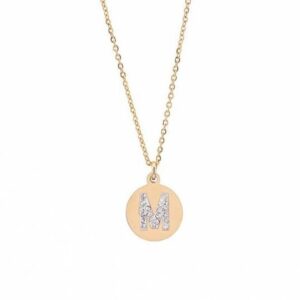22kt,  yellow gold chain with alphabet pendant for unisex JKC019