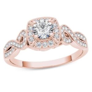 18kt Rose Gold and Diamond engagement ring For Women