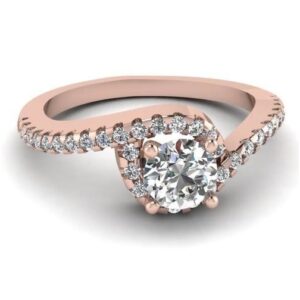 18 kt, rose gold and diamond curve miracle ring for women