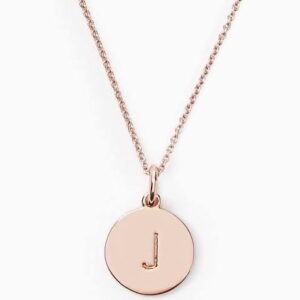 18kt, Rose Gold Chain With round Alphabet Pendant For Unisex JKC020