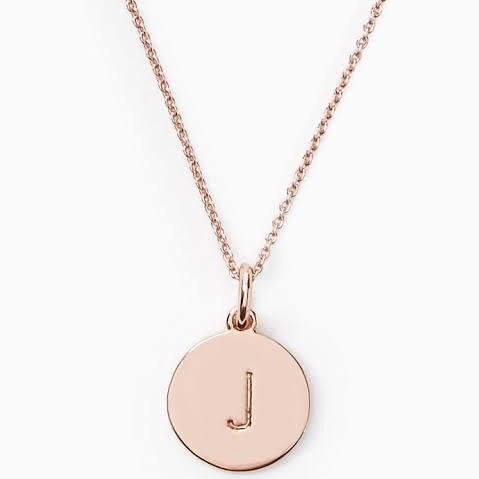 18kt, Rose Gold Chain With round Alphabet Pendant For Unisex JKC020