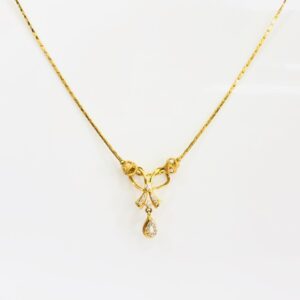 22kt, 916 Hm, Yellow Gold bow design pendant with chain JKC166