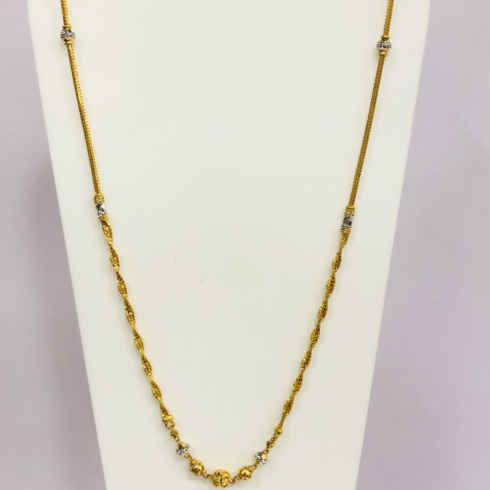 22kt, 916 Hm, Yellow Gold Ball Pendant With twisted Chain JKC168 - Image 2