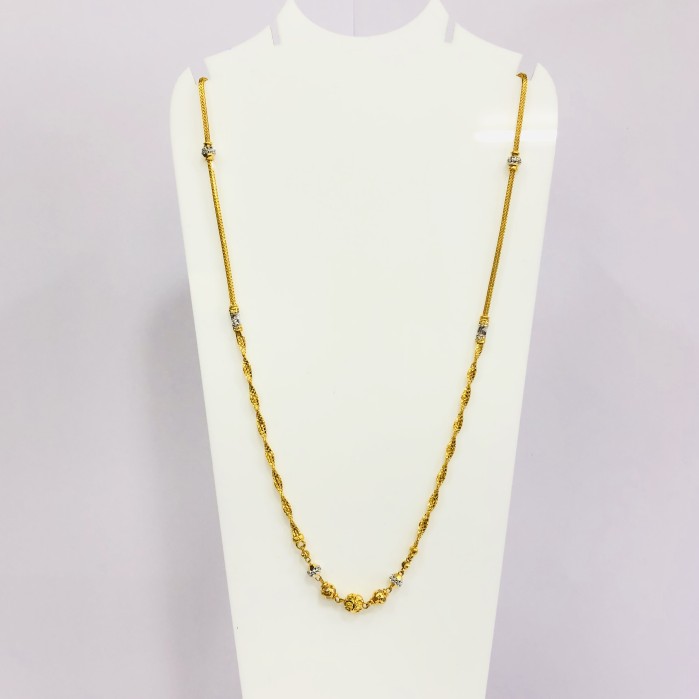 22kt, 916 Hm, Yellow Gold Ball Pendant With twisted Chain JKC168