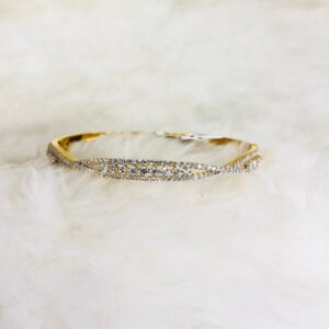22kt, 916 hall-marked, yellow gold joining design with diamonds hand band for women nmj