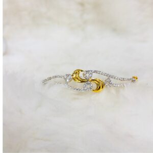 22kt, 916 hall-marked, yellow gold freestyle resembling floral traditional design with diamonds hand band for women nmj