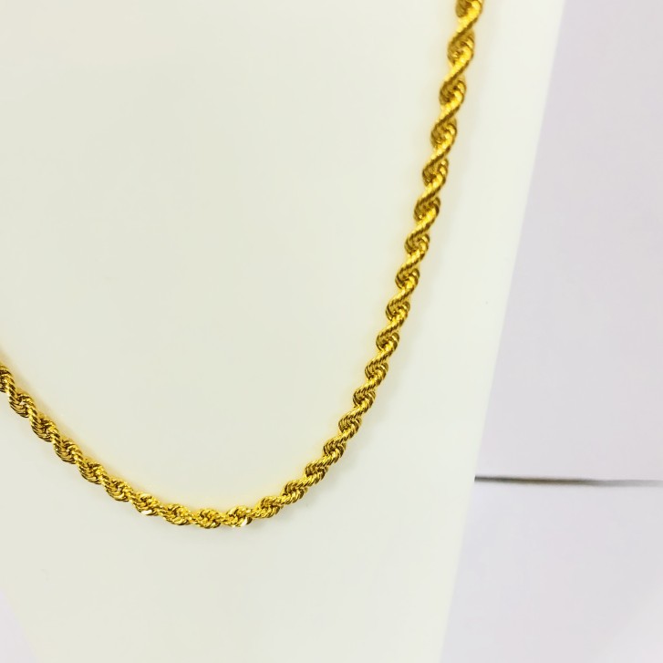 22kt, 916 Hall-Marked, Yellow Gold hollow rope Chain JKC023 - Image 2