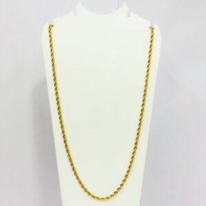 22kt, 916 Hall-Marked, Yellow Gold hollow rope Chain JKC023