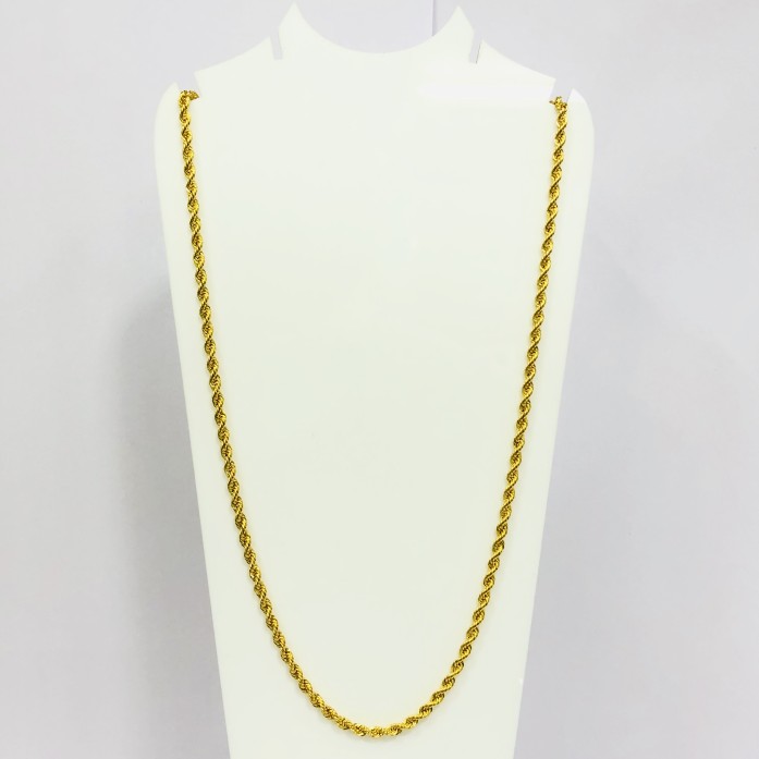 22kt, 916 Hall-Marked, Yellow Gold hollow rope Chain JKC023