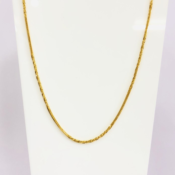 22kt, 916 Hall-Marked, Yellow Gold alternate textured Chain JKC024 - Image 2