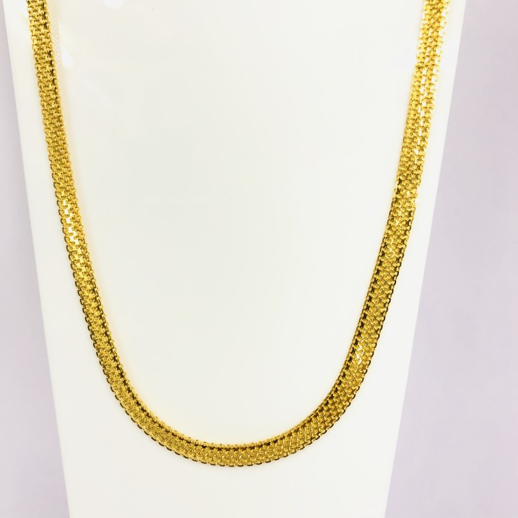 22kt, 916 HM, Yellow Gold heavy plain Broad Chain For Men JKC027 - Image 2