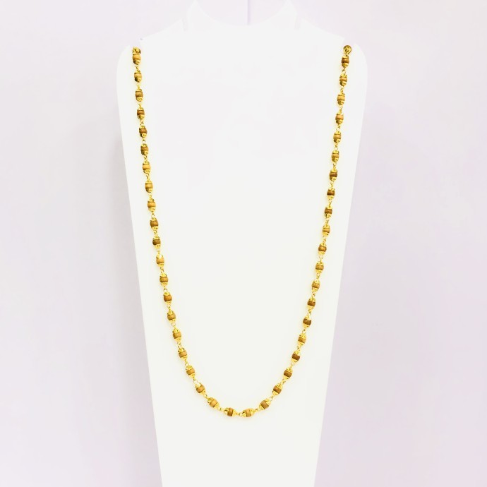 22kt, 916 HM, Yellow Gold Tulsi beads Chain Unisex JKC028