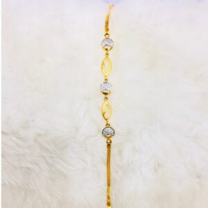 22kt, 916 hall-marked, yellow gold ovals and rounds shape structures design hand band for women nmj