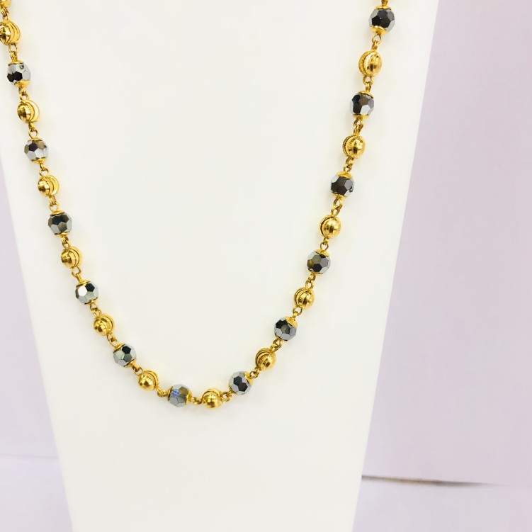 22kt, 916 HM, Yellow Gold, black crystal Chain Unisex JKC029 - Image 2