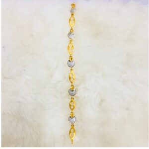 22kt, 916 Hall-Marked, Yellow and white Gold indian simple alternate shapes Design Hand Band For Women Nmj