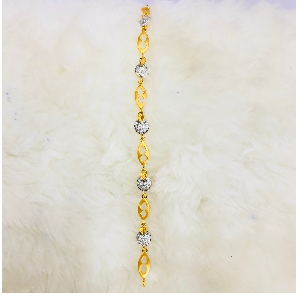 22kt, 916 Hall-Marked, Yellow and white Gold indian simple alternate shapes Design Hand Band For Women Nmj