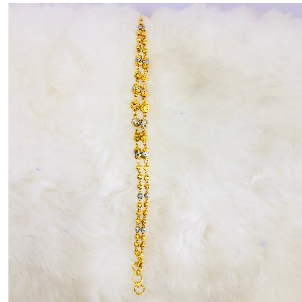 22kt, 916 Hall-Marked, Yellow gold Indian double thin lines with small balls Design Hand Band For Women Nmj