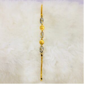 22kt, 916 Hall-Marked, Yellow Gold alternate yellow and white shapes Design Hand Band For Women Nmj