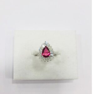 925 sterling silver drop design pink diamond Ring for women