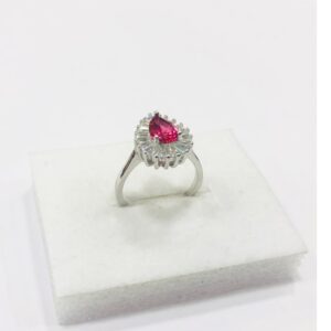 925 sterling silver drop design pink diamond Ring for women