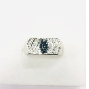 925 silver ring with black and white diamond ring for men
