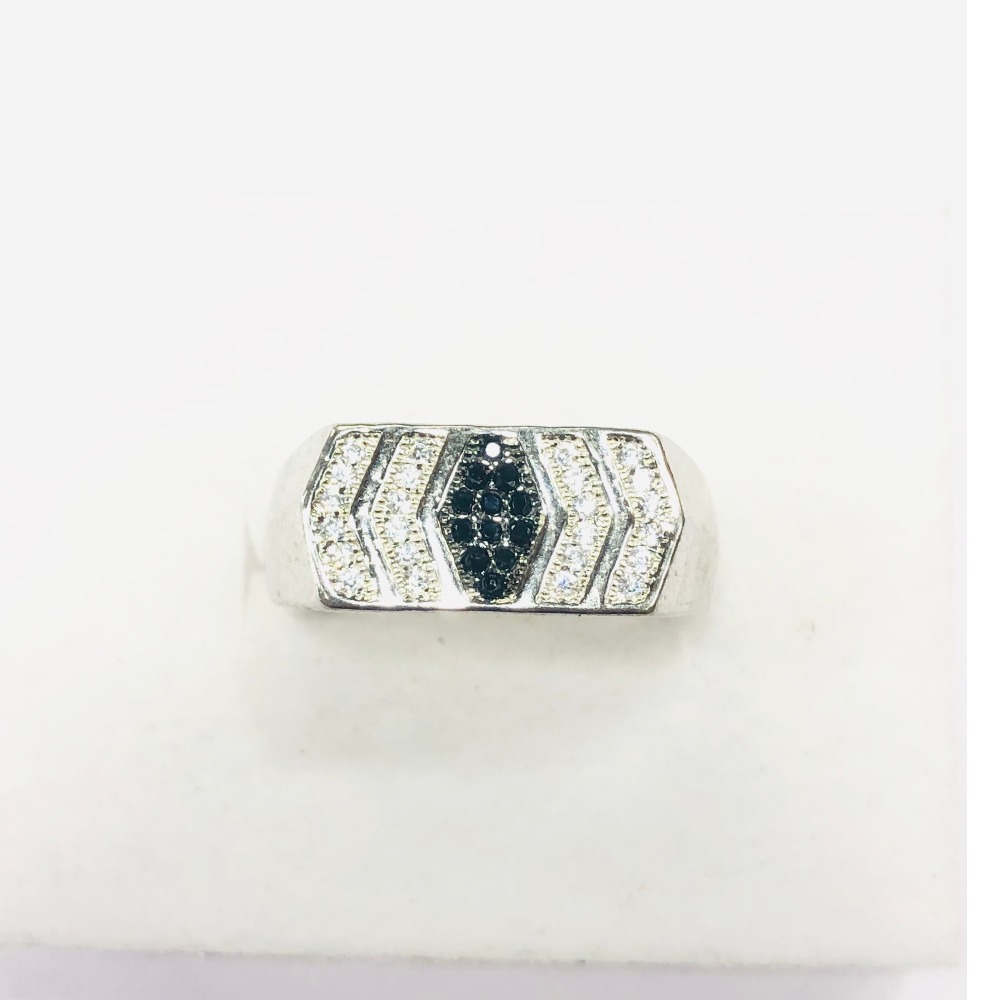 925 silver ring with black and white diamond ring for men