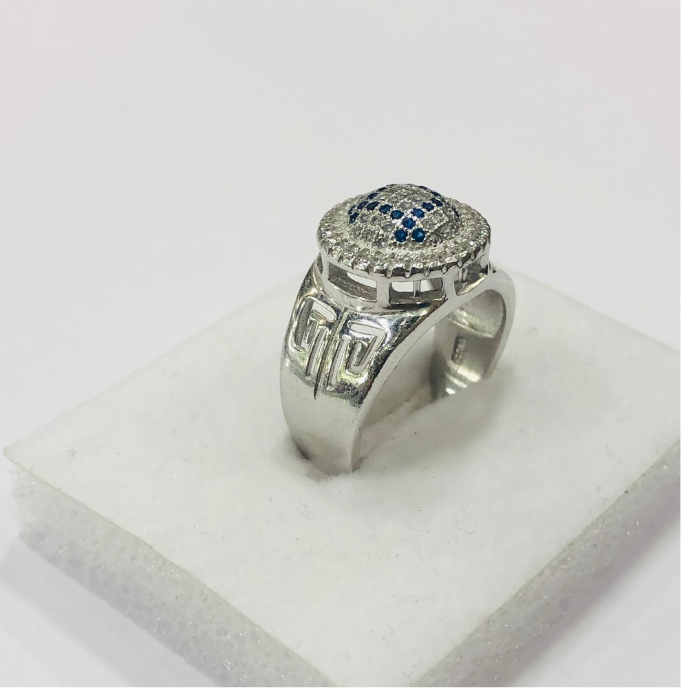 925 silver ring with blue square of diamond ring for men