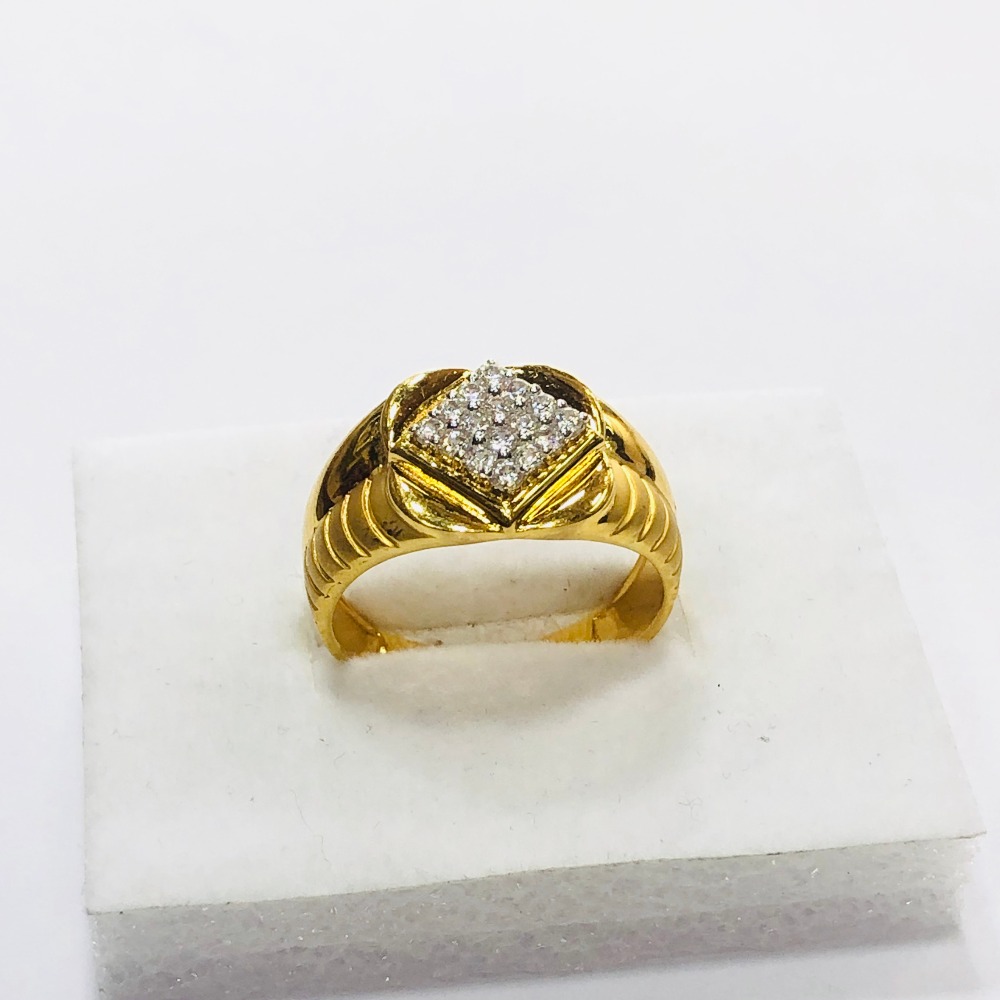 22kt, 916 hm, yellow gold tilted square aD ring for men jkr216 - Image 2