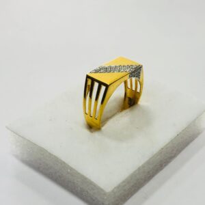 22kt, 916 Hm, Yellow Gold matte finish with AD Ring For Men Jkr221