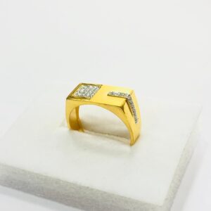 22kt, 916 hm, yellow gold matte with diamonds ring for men jkr223