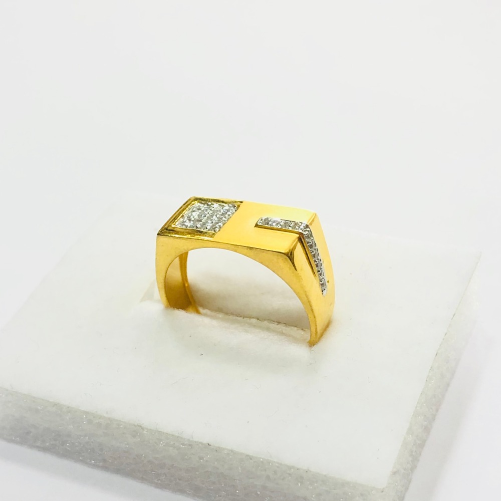 22kt, 916 hm, yellow gold matte with diamonds ring for men jkr223 - Image 2