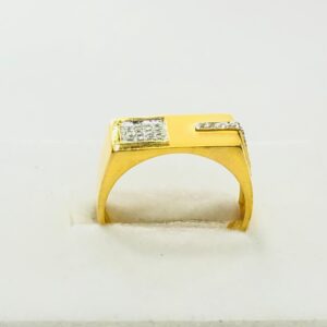 22kt, 916 hm, yellow gold matte with diamonds ring for men jkr223